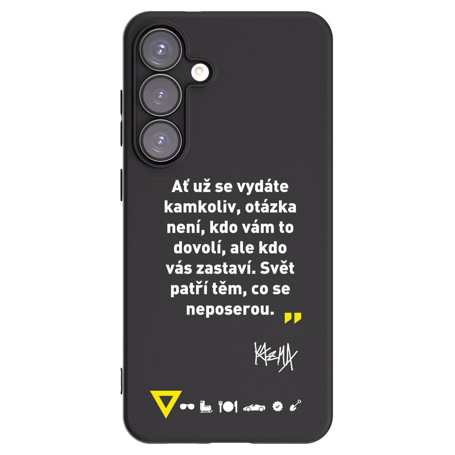 Picasee silikónový čierny obal pre Samsung Galaxy S25+ 5G - Kazma - SVĚT PATŘÍ TĚM, CO SE NEPOSEROU