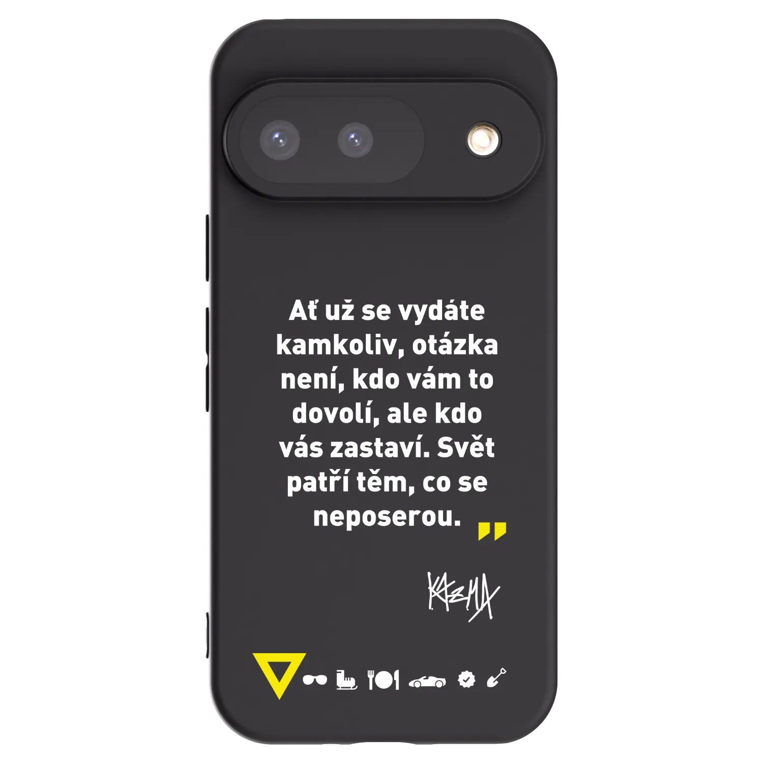 Picasee silikónový čierny obal pre Google Pixel 9 - Kazma - SVĚT PATŘÍ TĚM, CO SE NEPOSEROU