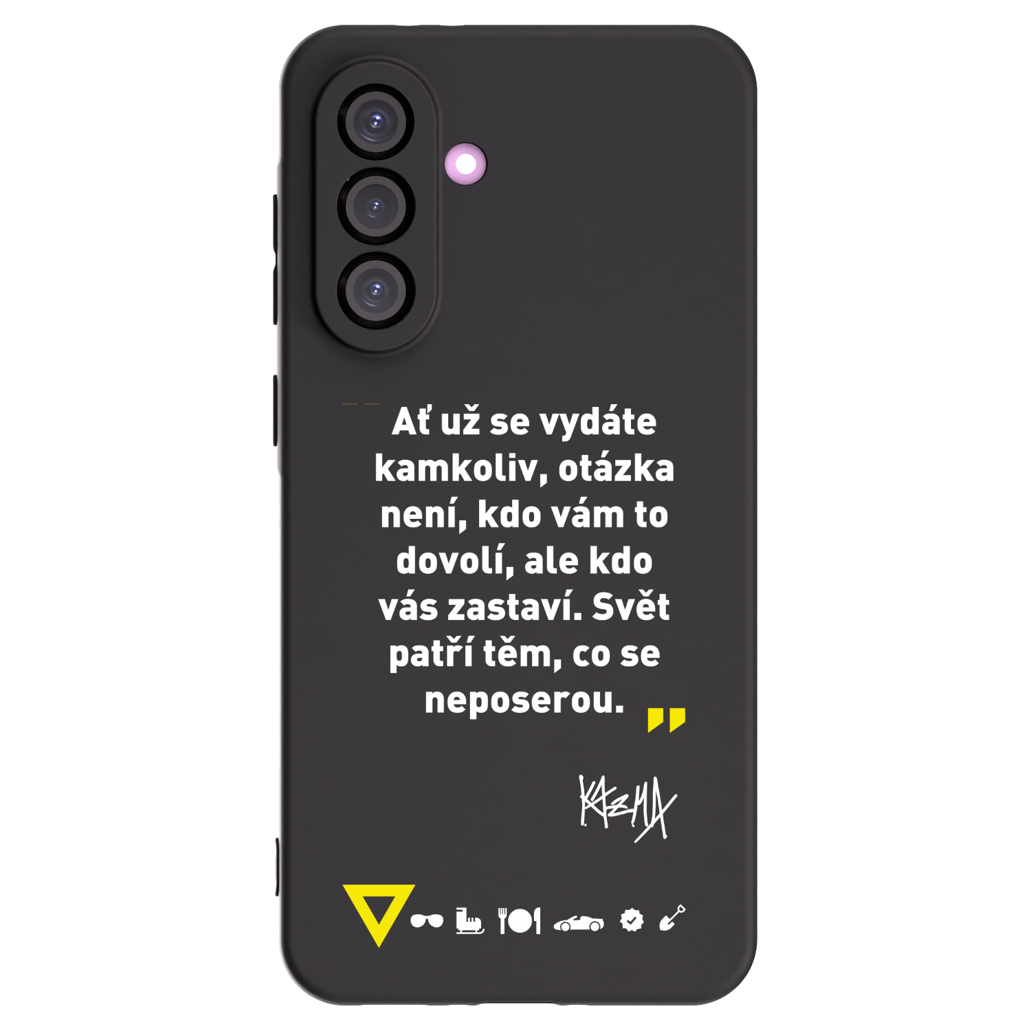 Picasee silikónový čierny obal pre Samsung Galaxy A36 5G - Kazma - SVĚT PATŘÍ TĚM, CO SE NEPOSEROU
