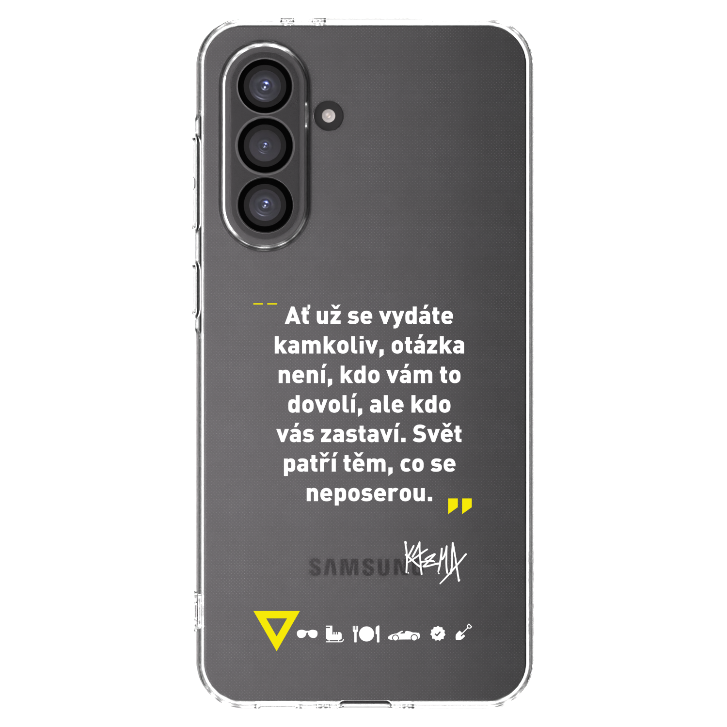 Picasee silikónový prehľadný obal pre Samsung Galaxy A36 5G - Kazma - SVĚT PATŘÍ TĚM, CO SE NEPOSEROU