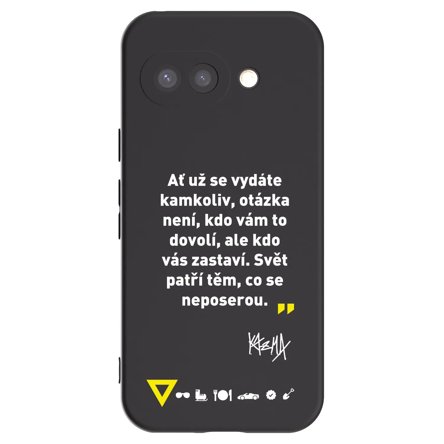 Picasee silikónový čierny obal pre Google Pixel 9a - Kazma - SVĚT PATŘÍ TĚM, CO SE NEPOSEROU