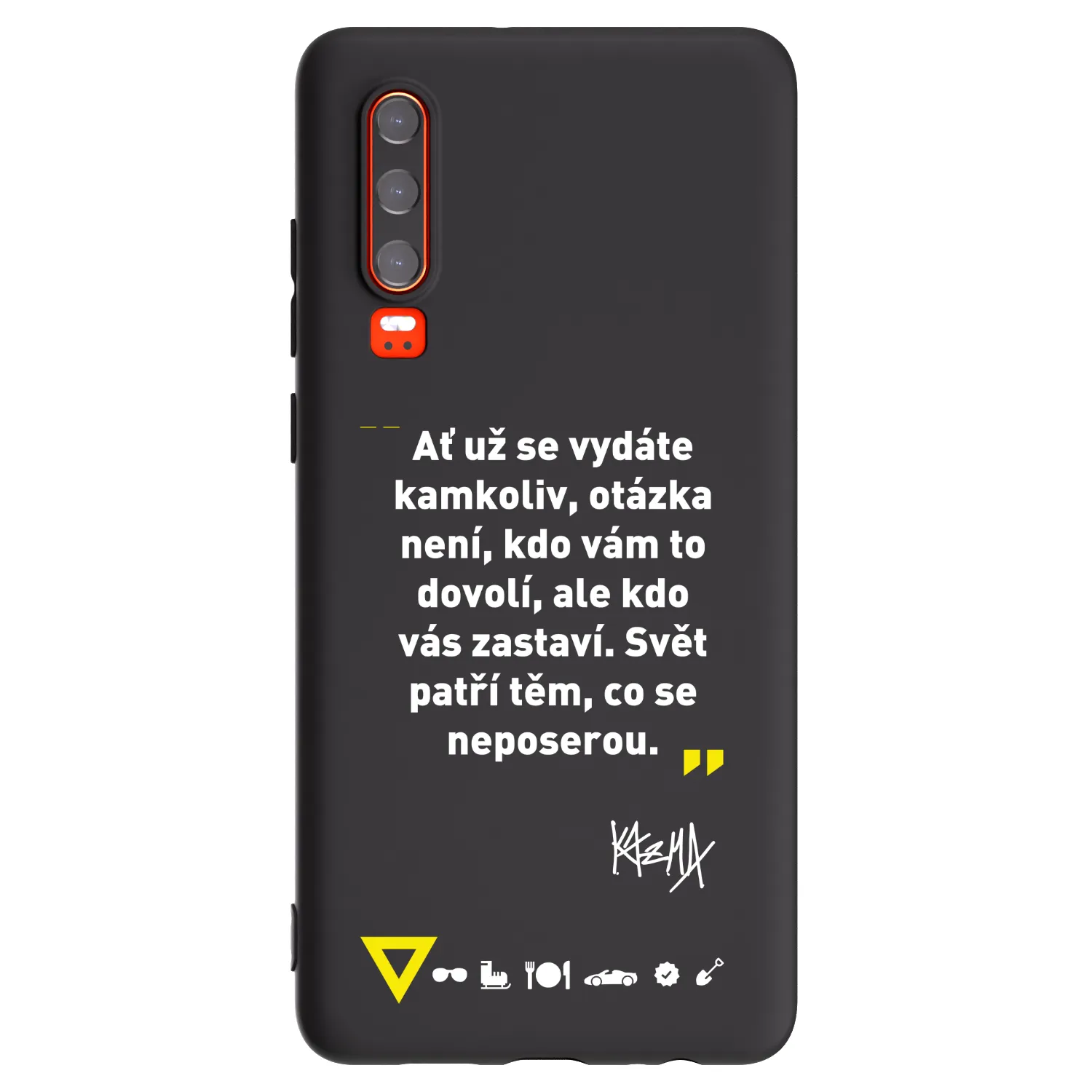 Picasee silikónový čierny obal pre Huawei P30 - Kazma - SVĚT PATŘÍ TĚM, CO SE NEPOSEROU