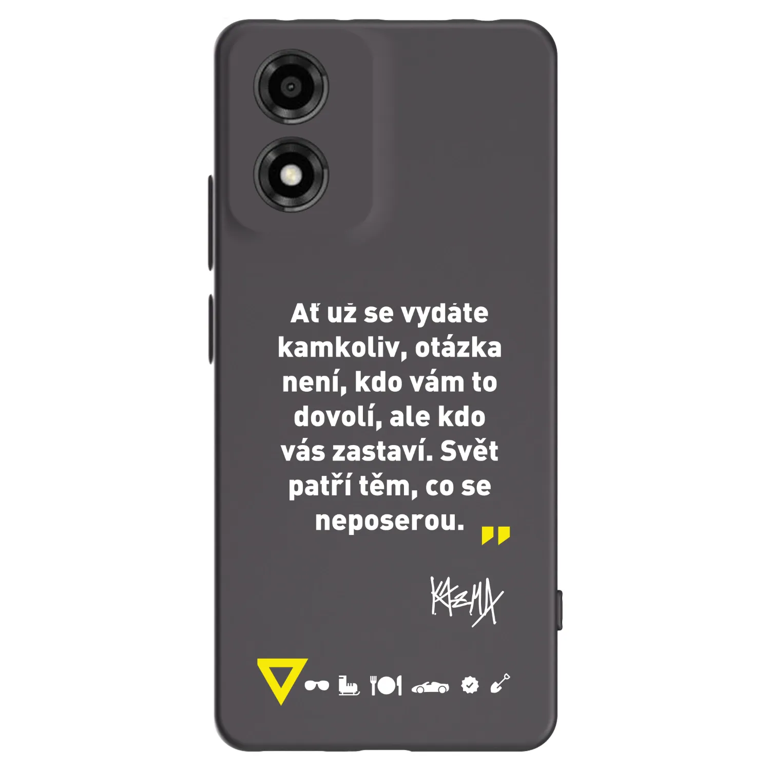 Picasee silikónový čierny obal pre Motorola Moto E14 - Kazma - SVĚT PATŘÍ TĚM, CO SE NEPOSEROU