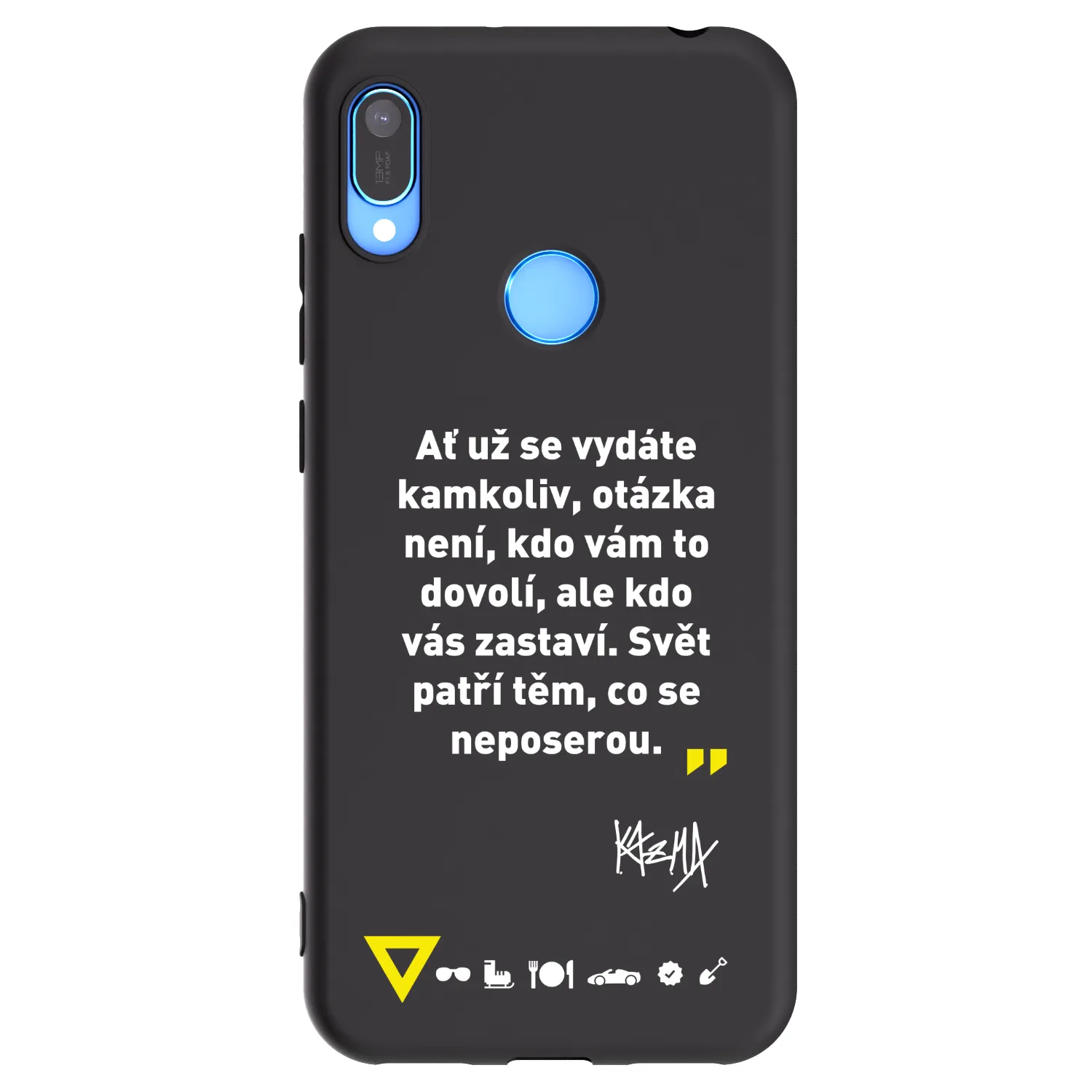 Picasee silikónový čierny obal pre Huawei Y6 2019 - Kazma - SVĚT PATŘÍ TĚM, CO SE NEPOSEROU