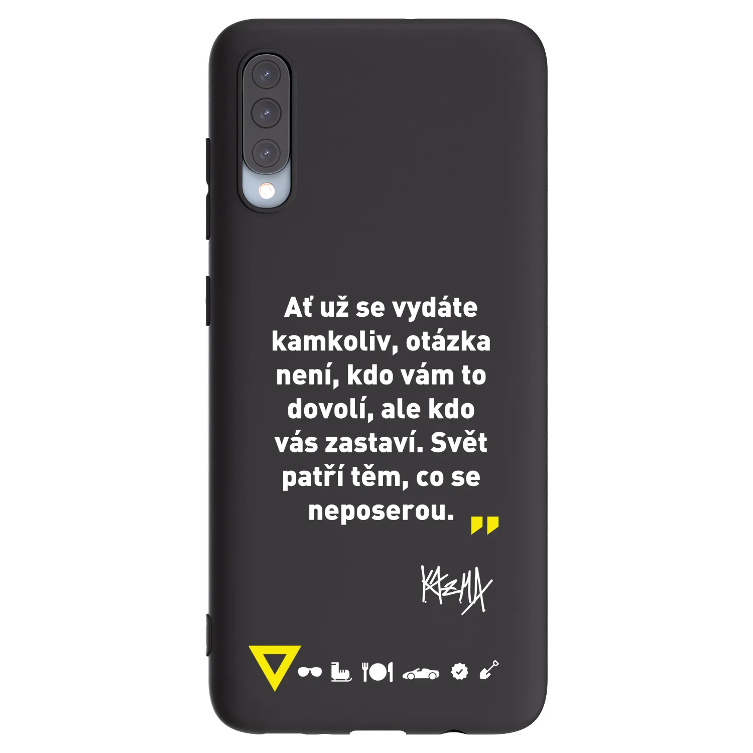 Picasee silikónový čierny obal pre Samsung Galaxy A70 A705F - Kazma - SVĚT PATŘÍ TĚM, CO SE NEPOSEROU
