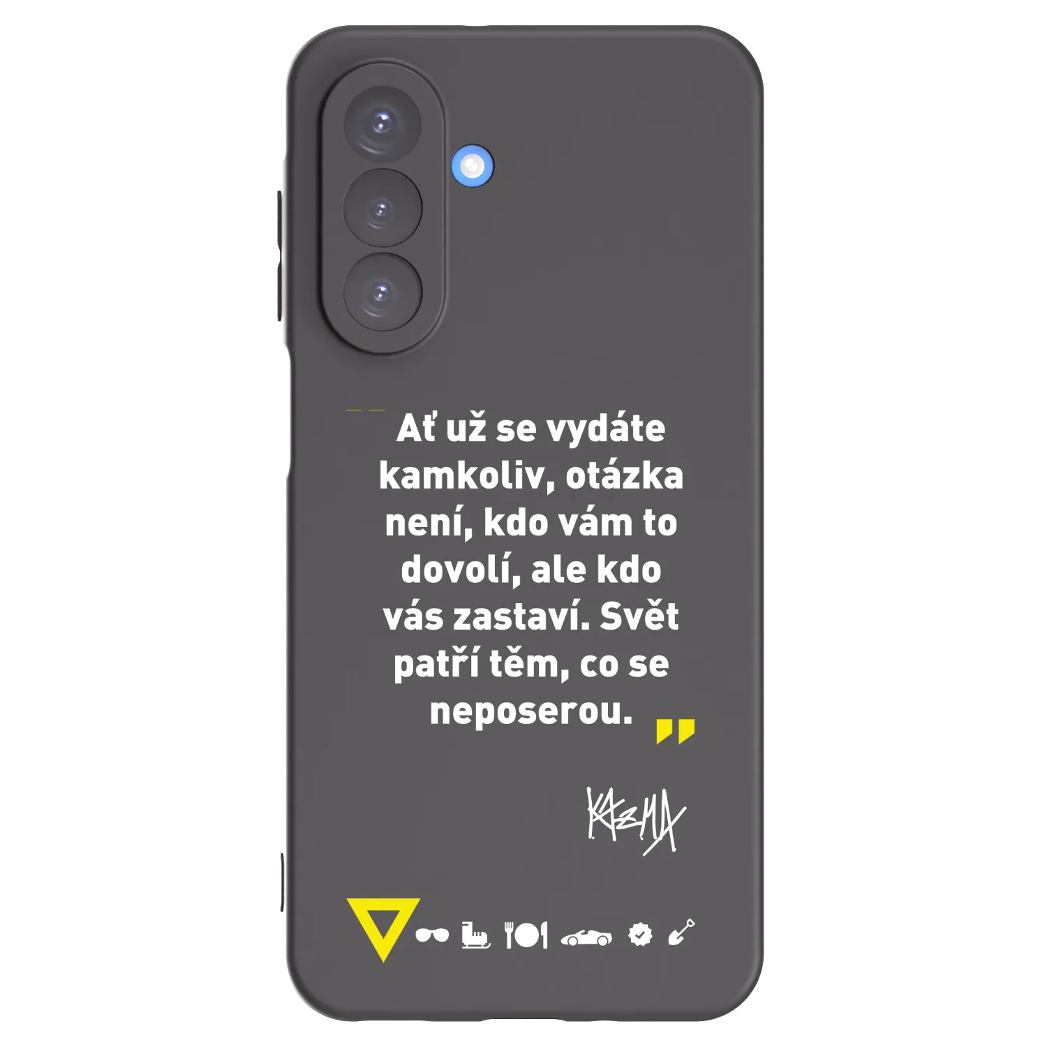 Picasee silikónový čierny obal pre Samsung Galaxy A17 5G - Kazma - SVĚT PATŘÍ TĚM, CO SE NEPOSEROU
