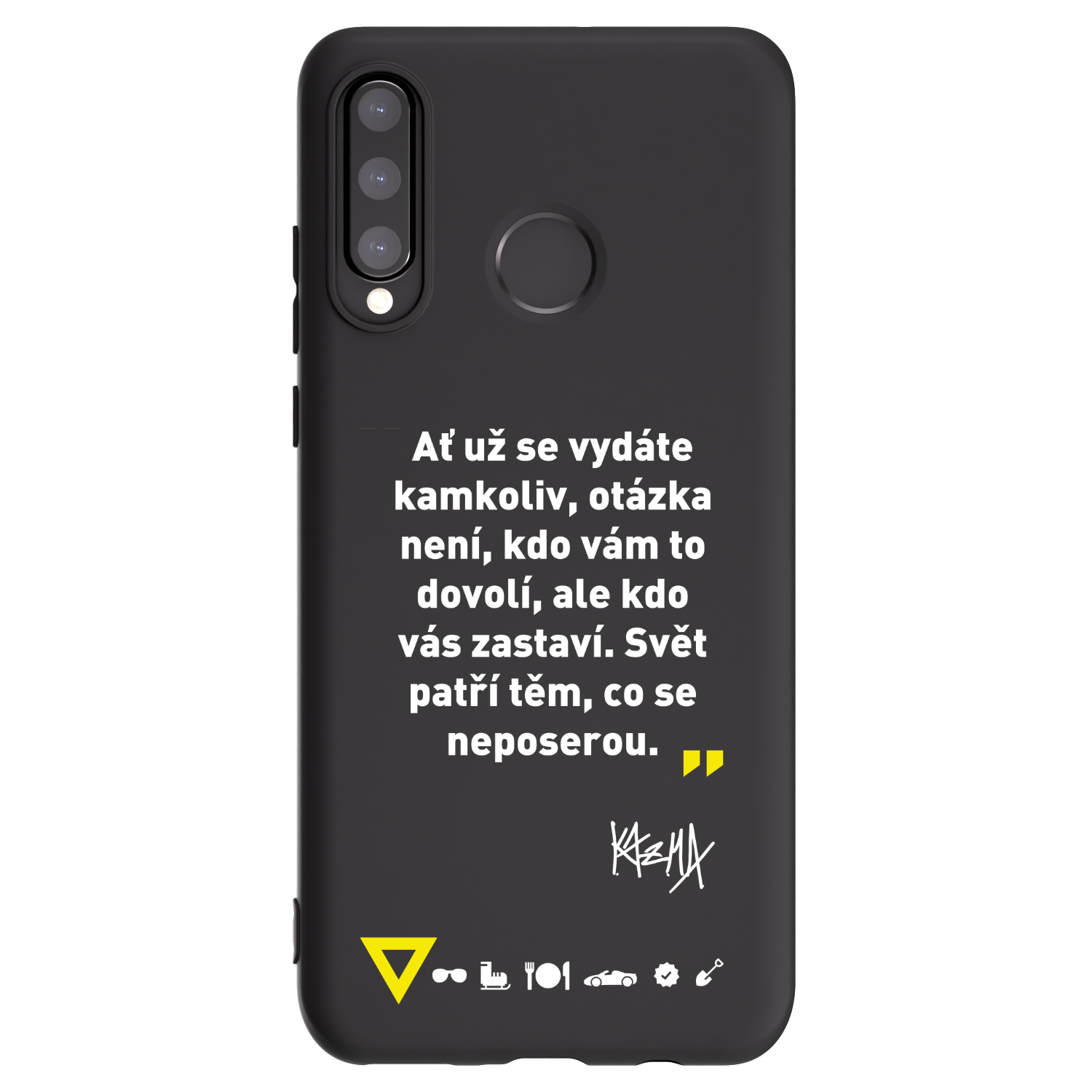 Picasee silikónový čierny obal pre Huawei P30 Lite - Kazma - SVĚT PATŘÍ TĚM, CO SE NEPOSEROU