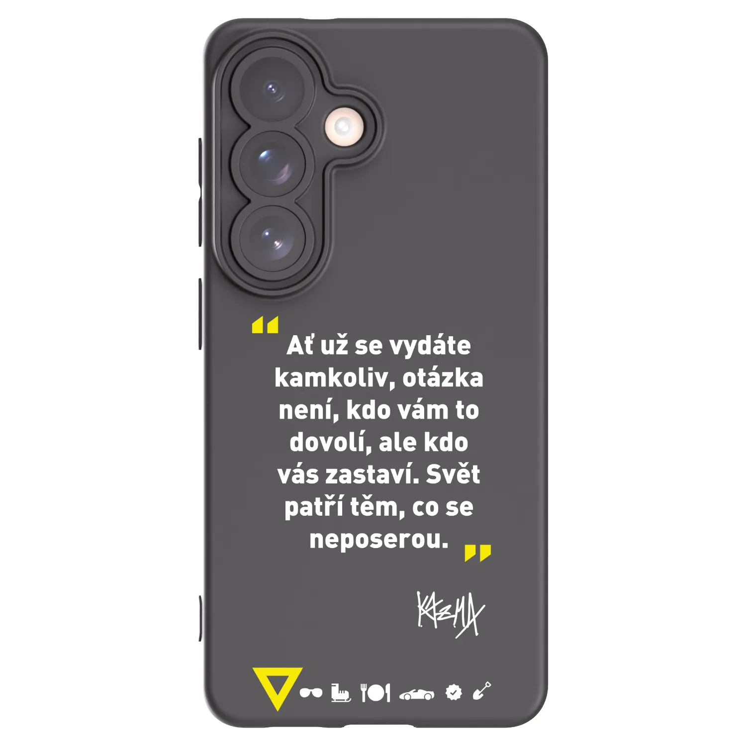 Picasee silikónový čierny obal pre Samsung Galaxy S26 - Kazma - SVĚT PATŘÍ TĚM, CO SE NEPOSEROU