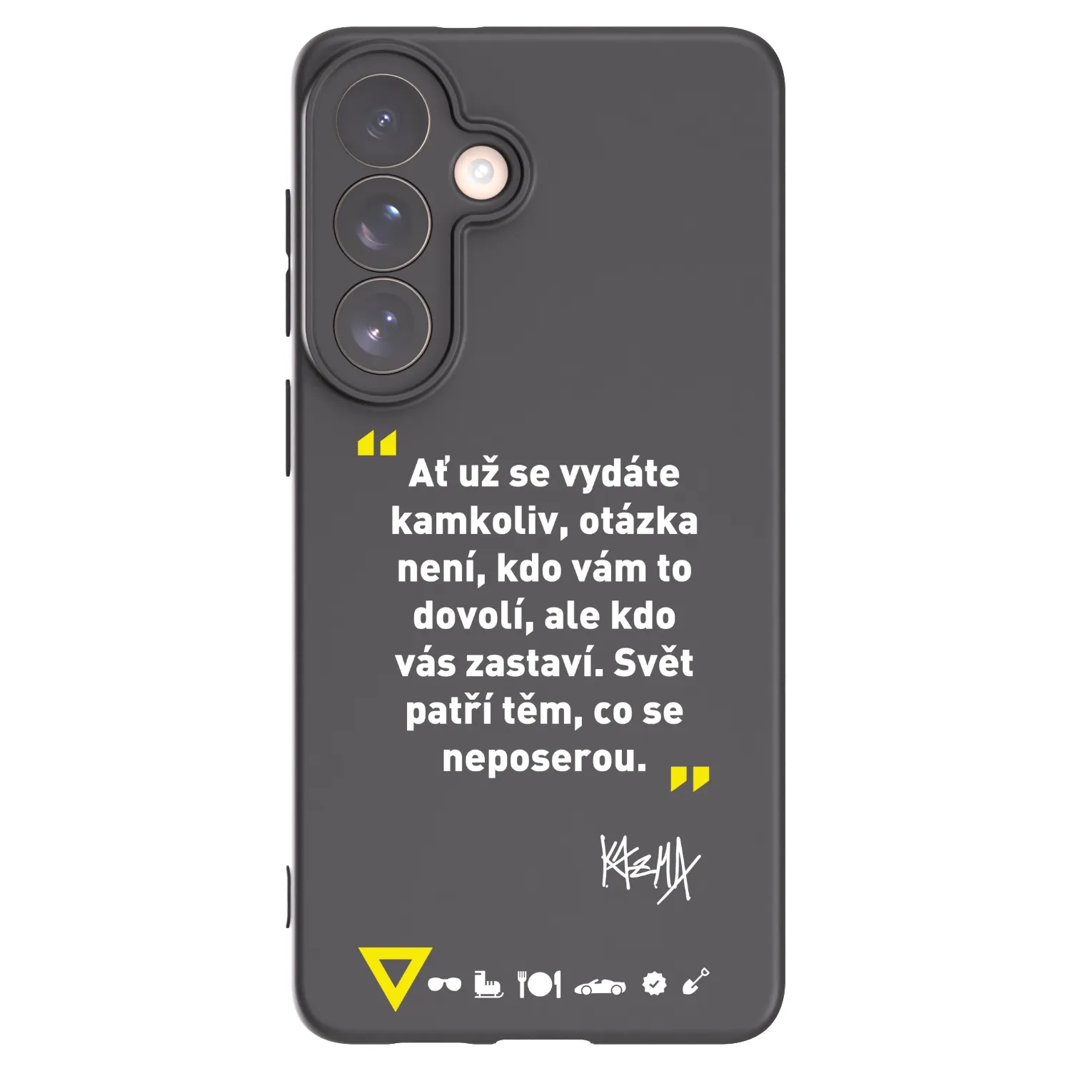 Picasee silikónový čierny obal pre Samsung Galaxy S26+ - Kazma - SVĚT PATŘÍ TĚM, CO SE NEPOSEROU