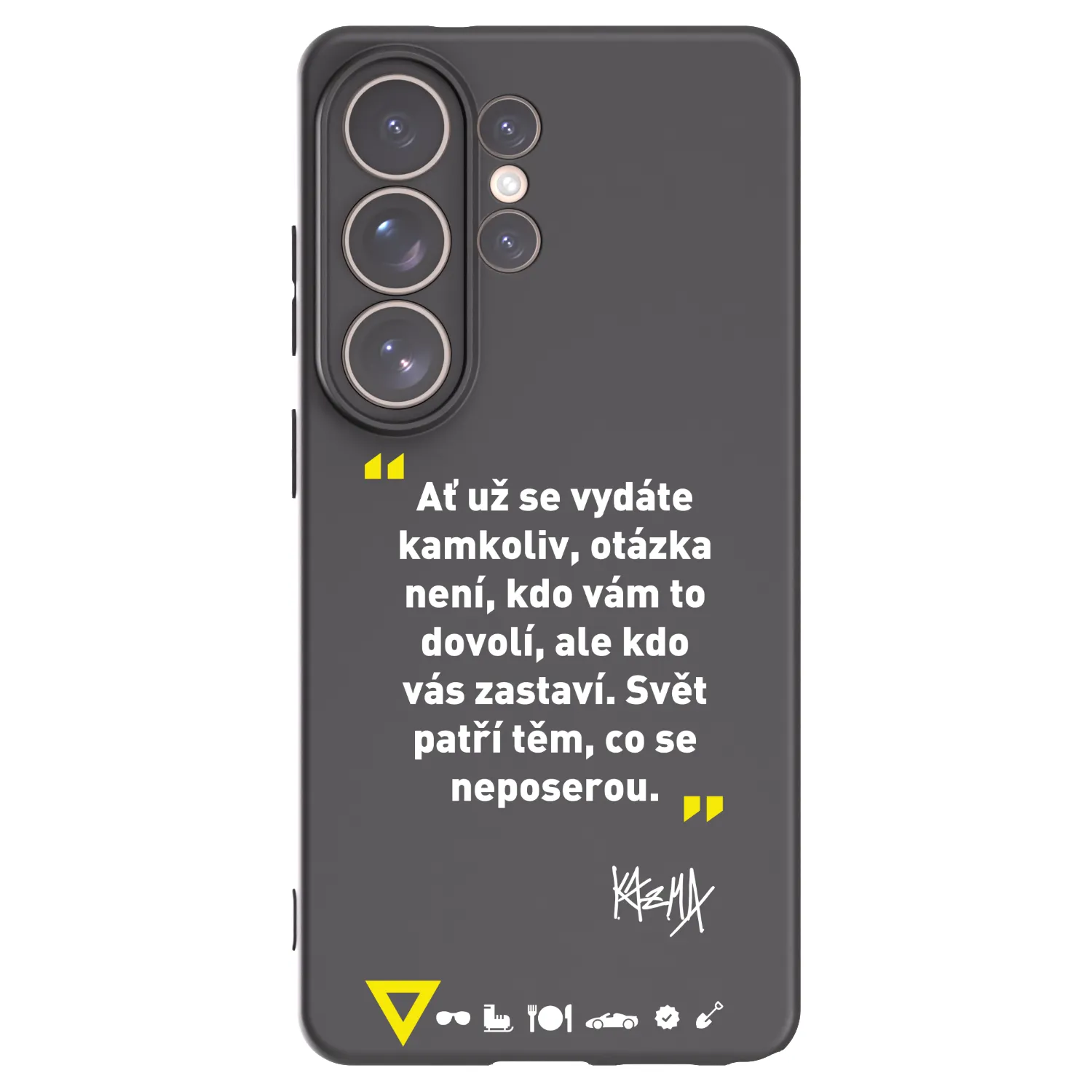 Picasee silikónový čierny obal pre Samsung Galaxy S26 Ultra - Kazma - SVĚT PATŘÍ TĚM, CO SE NEPOSEROU