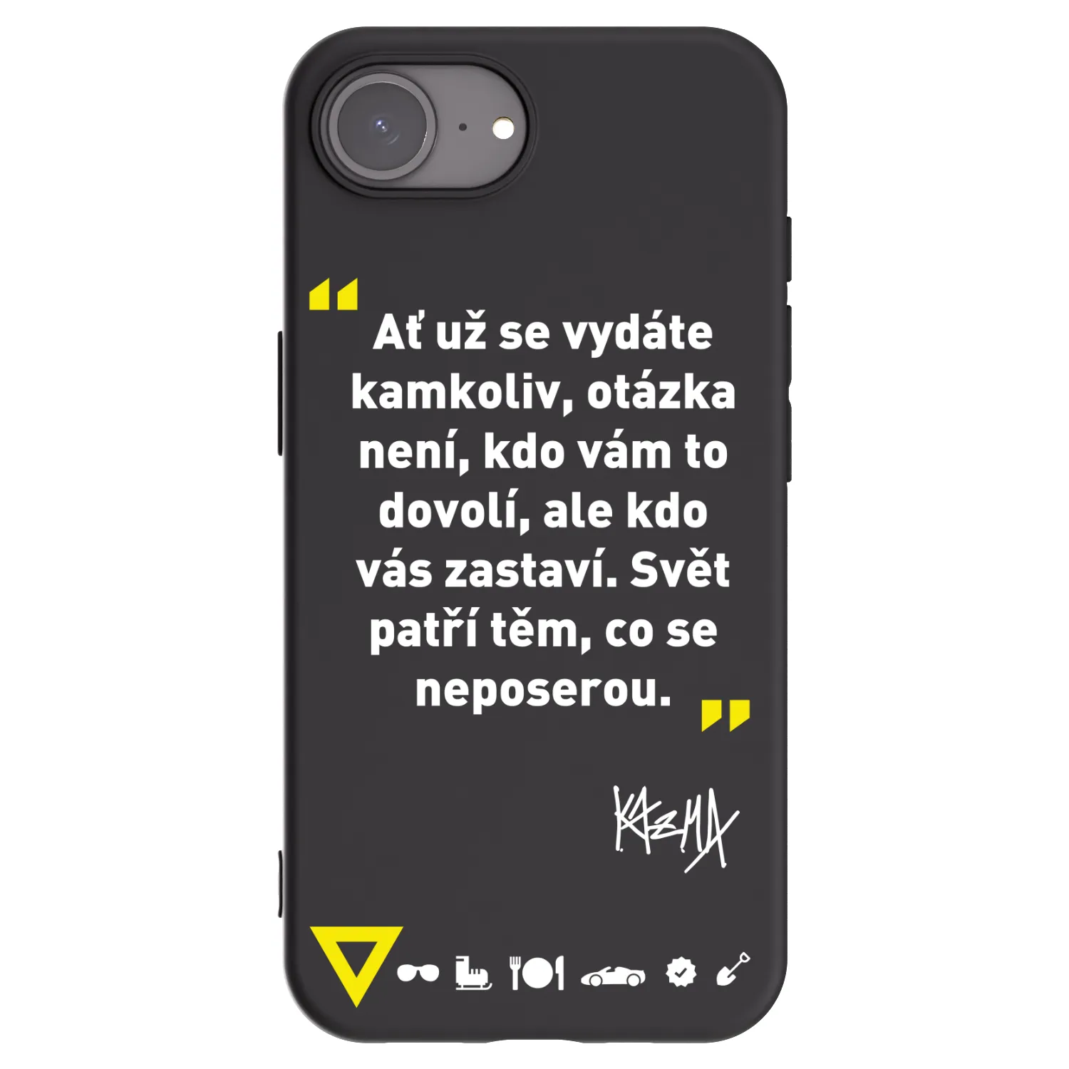 Picasee silikónový čierny obal pre Apple iPhone 17e - Kazma - SVĚT PATŘÍ TĚM, CO SE NEPOSEROU