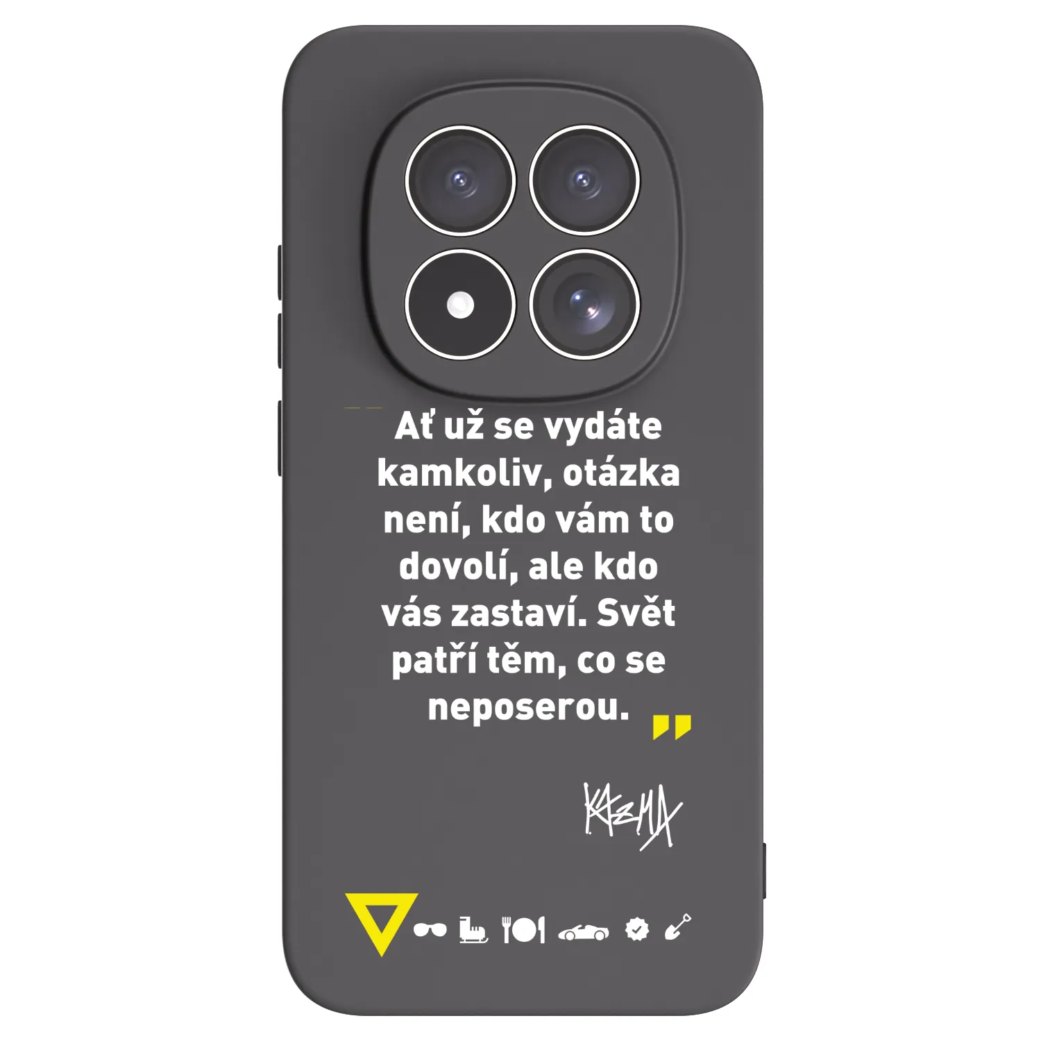 Picasee silikónový čierny obal pre Xiaomi Redmi Note 15 Pro 5G - Kazma - SVĚT PATŘÍ TĚM, CO SE NEPOSEROU