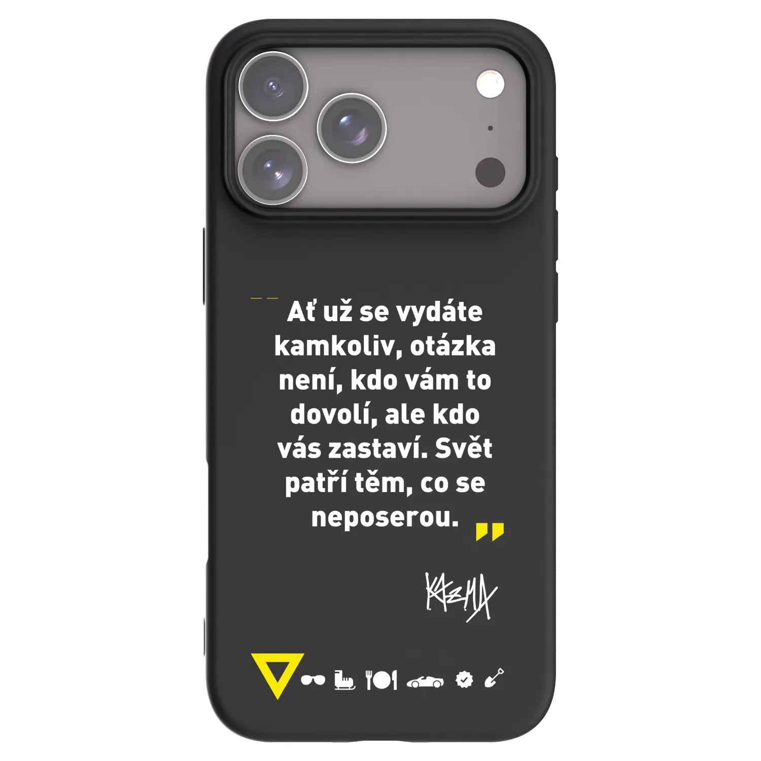 Picasee silikónový čierny obal pre Apple iPhone 18 Pro Max - Kazma - SVĚT PATŘÍ TĚM, CO SE NEPOSEROU