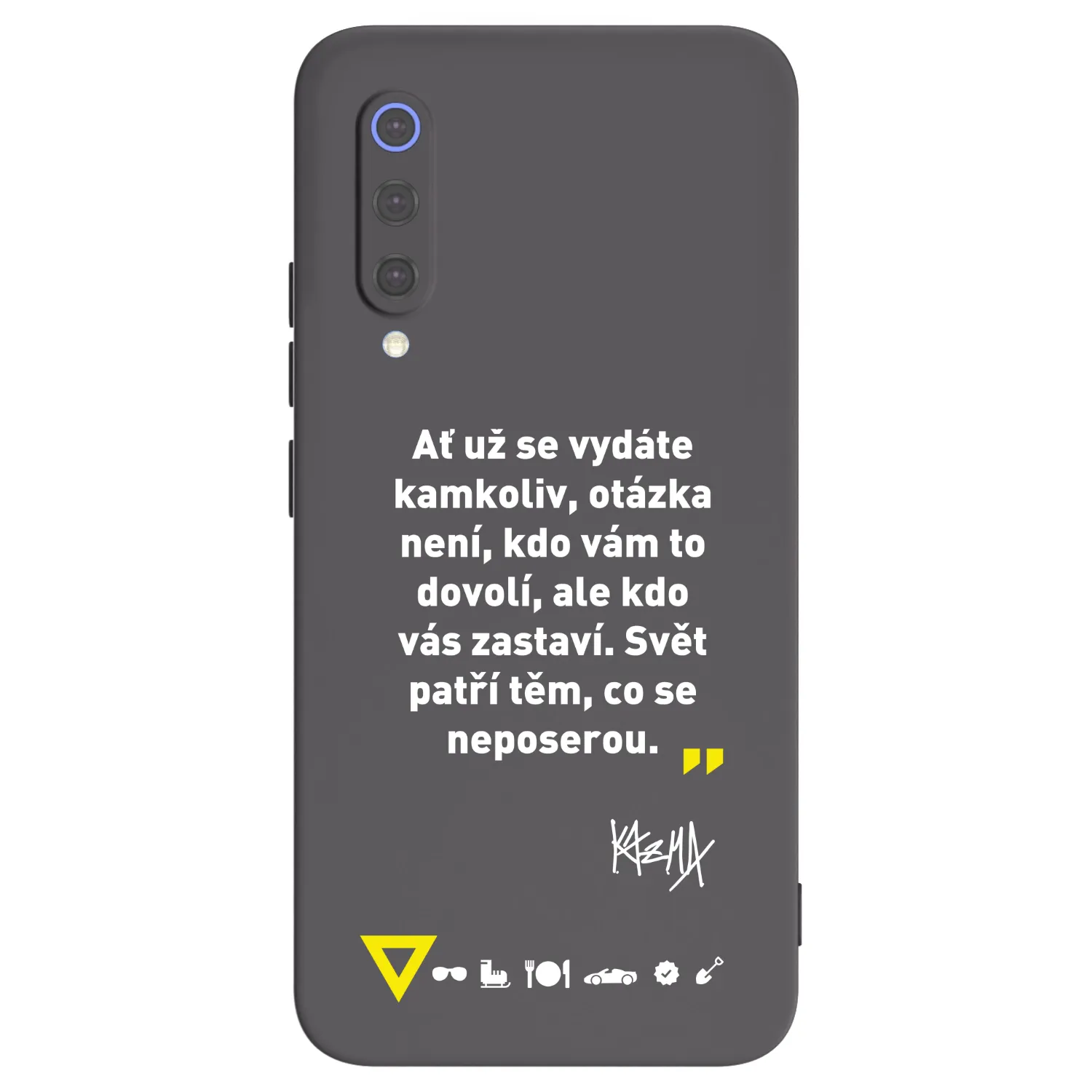 Picasee silikónový čierny obal pre Xiaomi Mi 9 SE - Kazma - SVĚT PATŘÍ TĚM, CO SE NEPOSEROU