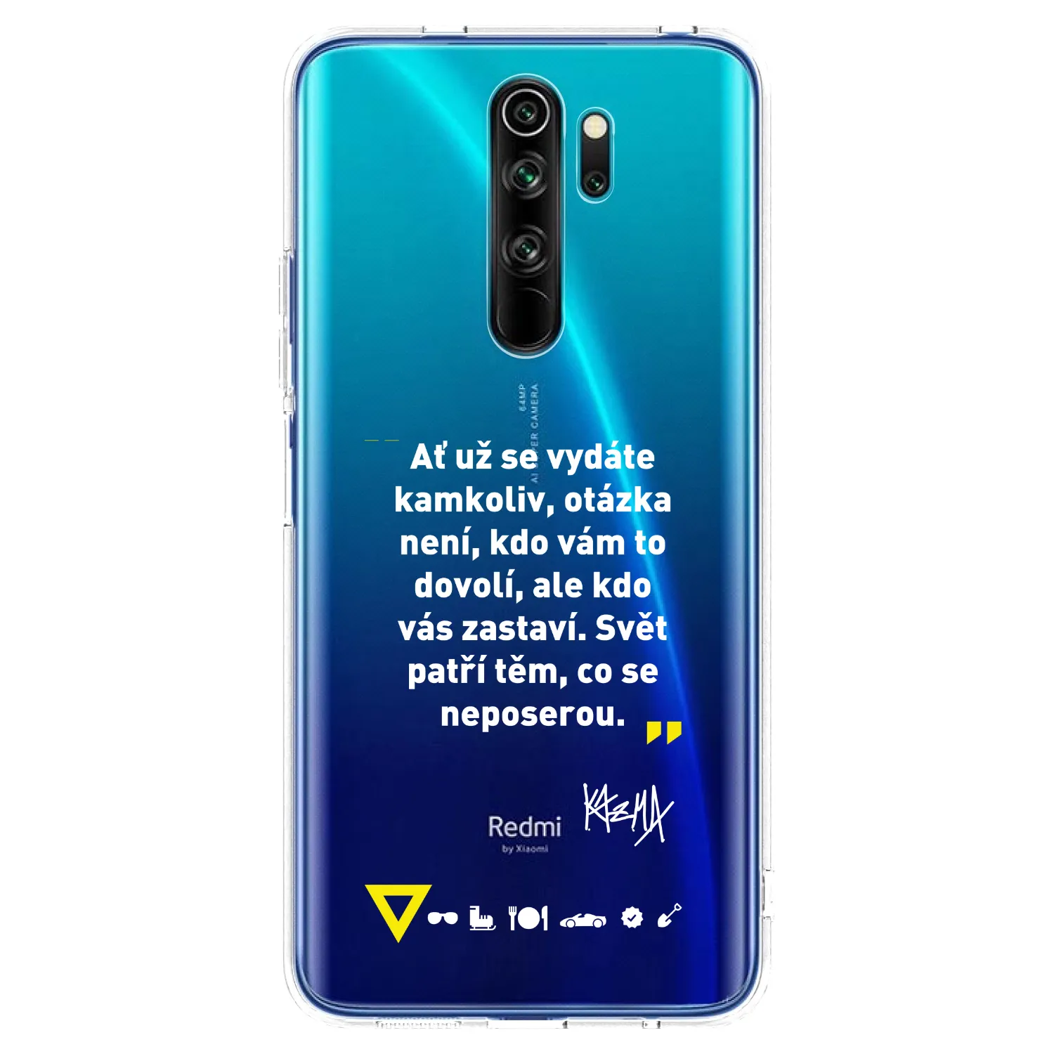 Picasee silikónový prehľadný obal pre Xiaomi Redmi Note 8 Pro - Kazma - SVĚT PATŘÍ TĚM, CO SE NEPOSEROU