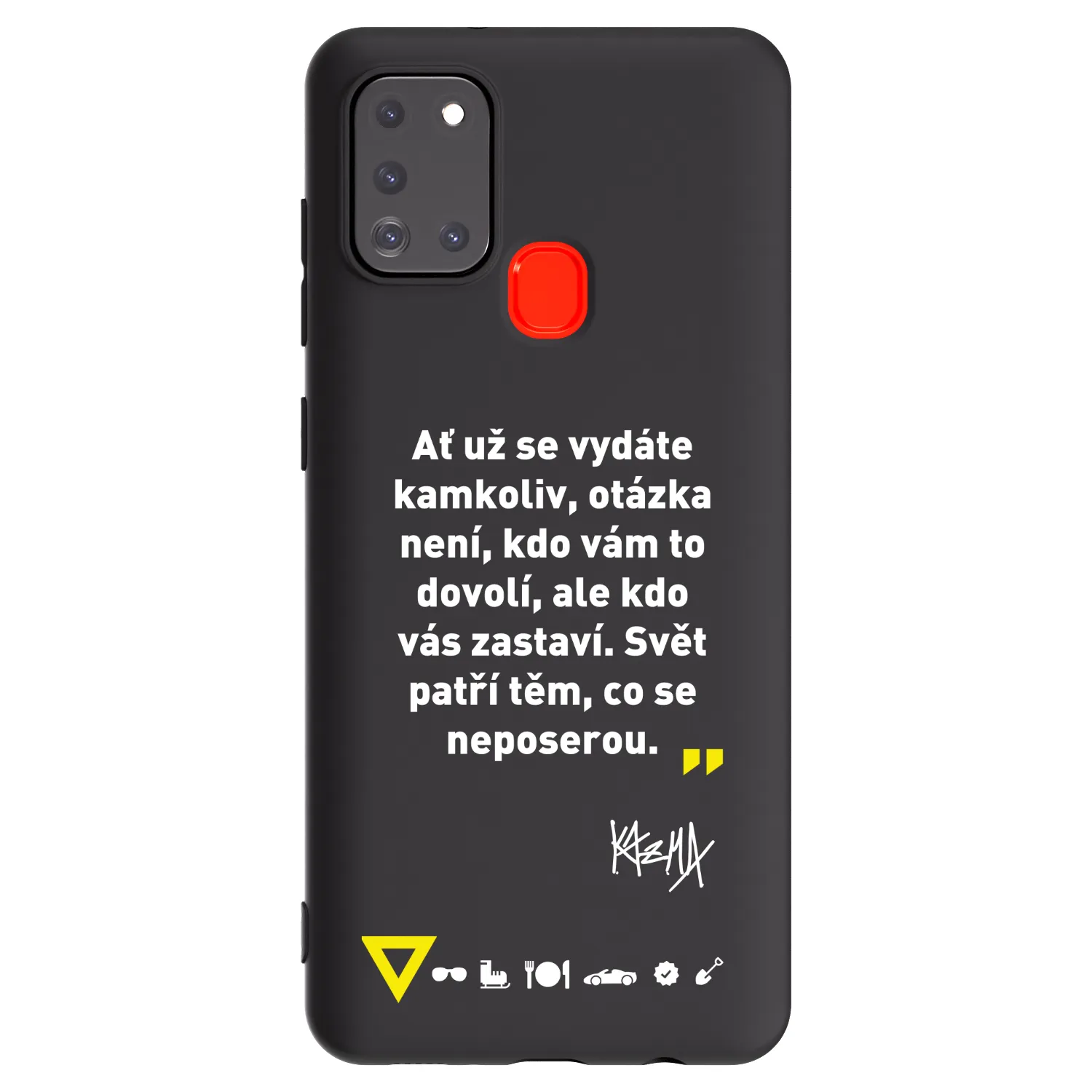 Picasee silikónový čierny obal pre Samsung Galaxy A21s - Kazma - SVĚT PATŘÍ TĚM, CO SE NEPOSEROU