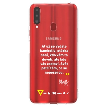 Picasee silikónový prehľadný obal pre Samsung Galaxy A20s - Kazma - SVĚT PATŘÍ TĚM, CO SE NEPOSEROU