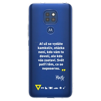 Picasee silikónový prehľadný obal pre Motorola Moto G9 Play - Kazma - SVĚT PATŘÍ TĚM, CO SE NEPOSEROU