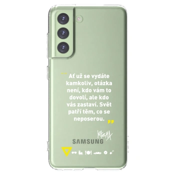 Picasee silikónový prehľadný obal pre Samsung Galaxy S21 FE 5G - Kazma - SVĚT PATŘÍ TĚM, CO SE NEPOSEROU
