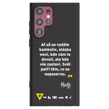 Picasee silikónový čierny obal pre Samsung Galaxy S22 Ultra 5G - Kazma - SVĚT PATŘÍ TĚM, CO SE NEPOSEROU