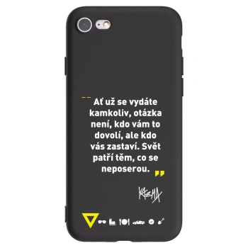 Picasee silikónový čierny obal pre Apple iPhone SE 2022 - Kazma - SVĚT PATŘÍ TĚM, CO SE NEPOSEROU