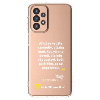 Picasee silikónový prehľadný obal pre Samsung Galaxy A23 A236B 5G - Kazma - SVĚT PATŘÍ TĚM, CO SE NEPOSEROU