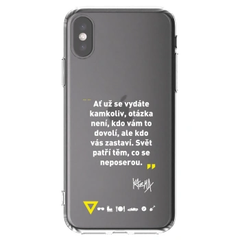 Picasee silikónový prehľadný obal pre Apple iPhone X/XS - Kazma - SVĚT PATŘÍ TĚM, CO SE NEPOSEROU