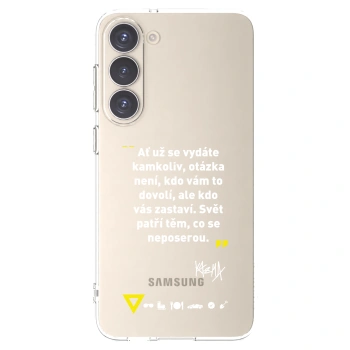 Picasee silikónový prehľadný obal pre Samsung Galaxy S23+ 5G - Kazma - SVĚT PATŘÍ TĚM, CO SE NEPOSEROU
