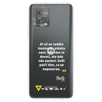 Picasee silikónový prehľadný obal pre Motorola Moto G72 - Kazma - SVĚT PATŘÍ TĚM, CO SE NEPOSEROU