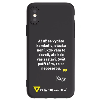 Picasee silikónový čierny obal pre Apple iPhone X/XS - Kazma - SVĚT PATŘÍ TĚM, CO SE NEPOSEROU