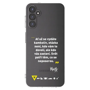 Picasee silikónový prehľadný obal pre Samsung Galaxy A14 5G A146P - Kazma - SVĚT PATŘÍ TĚM, CO SE NEPOSEROU