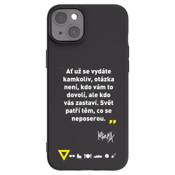 Picasee silikónový čierny obal pre Apple iPhone 15 Plus - Kazma - SVĚT PATŘÍ TĚM, CO SE NEPOSEROU