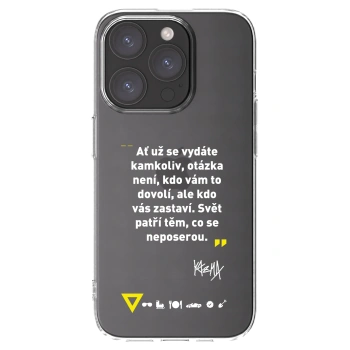 Picasee silikónový prehľadný obal pre Apple iPhone 15 Pro - Kazma - SVĚT PATŘÍ TĚM, CO SE NEPOSEROU