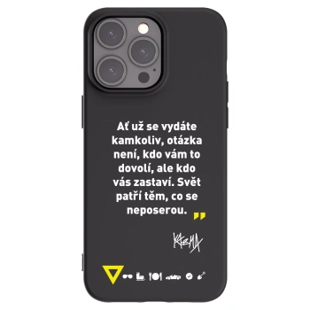 Picasee silikónový čierny obal pre Apple iPhone 15 Pro Max - Kazma - SVĚT PATŘÍ TĚM, CO SE NEPOSEROU