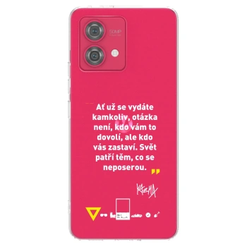 Picasee silikónový prehľadný obal pre Motorola Moto G84 5G - Kazma - SVĚT PATŘÍ TĚM, CO SE NEPOSEROU