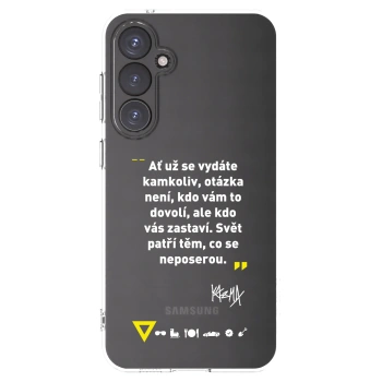 Picasee silikónový prehľadný obal pre Samsung Galaxy S23 FE S711B - Kazma - SVĚT PATŘÍ TĚM, CO SE NEPOSEROU