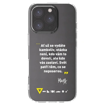 Picasee silikónový prehľadný obal pre Apple iPhone 16 Pro - Kazma - SVĚT PATŘÍ TĚM, CO SE NEPOSEROU