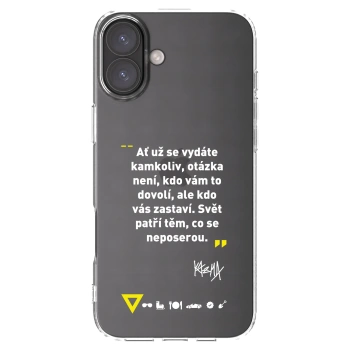 Picasee silikónový prehľadný obal pre Apple iPhone 16 Plus - Kazma - SVĚT PATŘÍ TĚM, CO SE NEPOSEROU