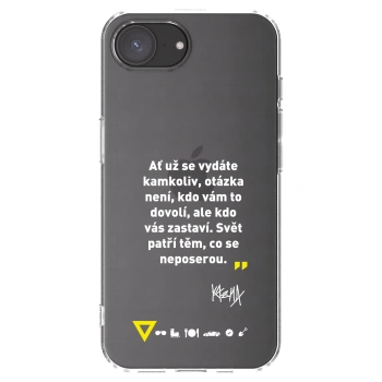 Picasee silikónový prehľadný obal pre Apple iPhone 16e - Kazma - SVĚT PATŘÍ TĚM, CO SE NEPOSEROU