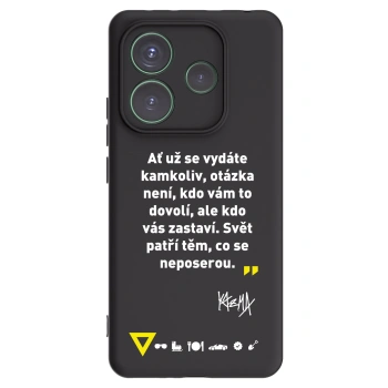 Picasee silikónový čierny obal pre Xiaomi Redmi Note 14 5G - Kazma - SVĚT PATŘÍ TĚM, CO SE NEPOSEROU