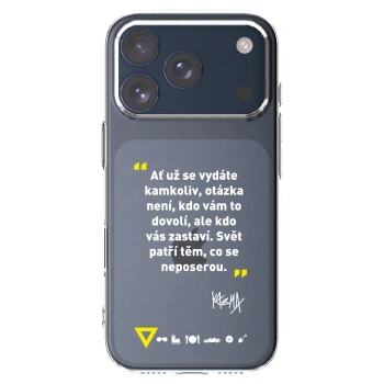 Picasee silikónový prehľadný obal pre Apple iPhone 17 Pro - Kazma - SVĚT PATŘÍ TĚM, CO SE NEPOSEROU