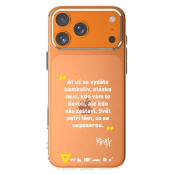 Picasee silikónový prehľadný obal pre Apple iPhone 17 Pro Max - Kazma - SVĚT PATŘÍ TĚM, CO SE NEPOSEROU