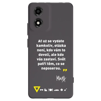 Picasee silikónový čierny obal pre Motorola Moto E14 - Kazma - SVĚT PATŘÍ TĚM, CO SE NEPOSEROU