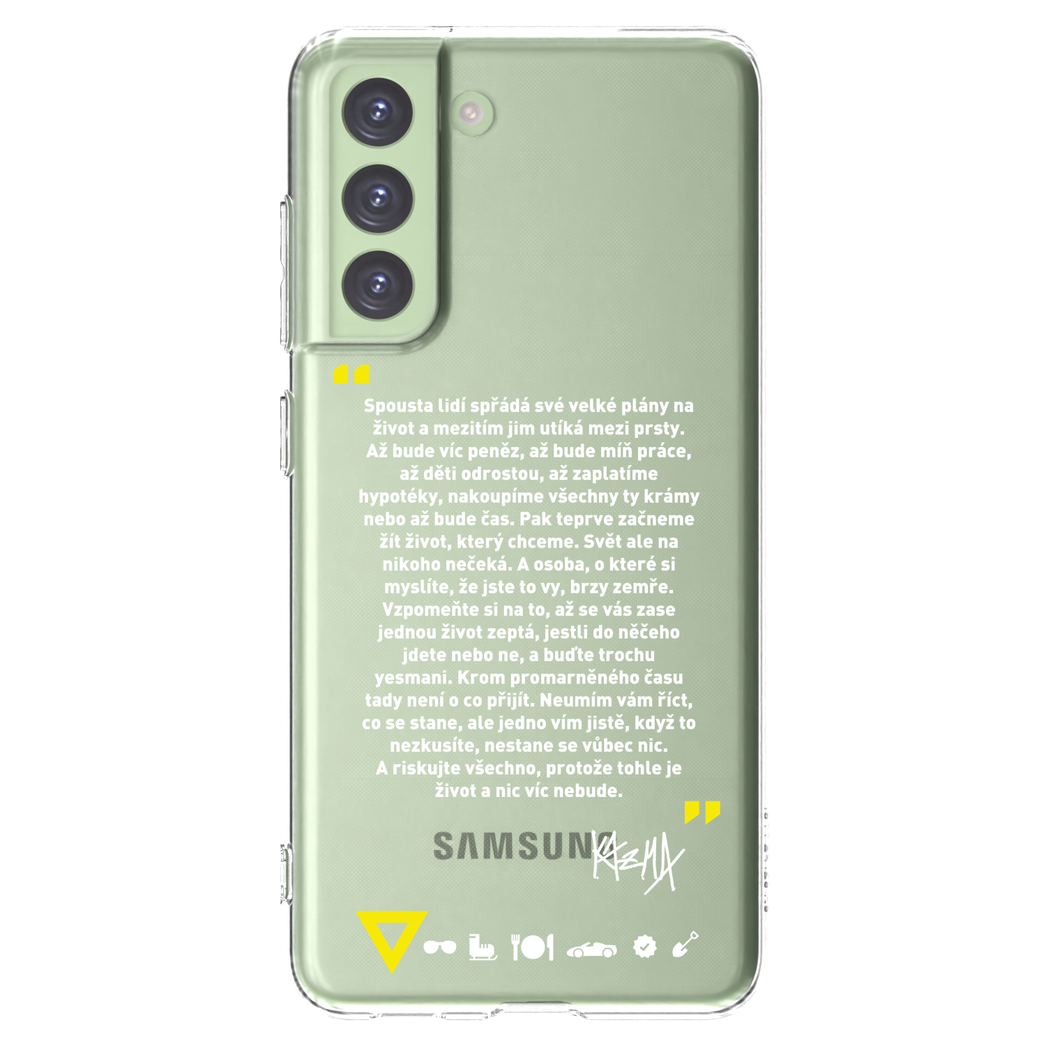 Picasee silikónový prehľadný obal pre Samsung Galaxy S21 FE 5G - Kazma - BUĎTE TROCHU YESMANI