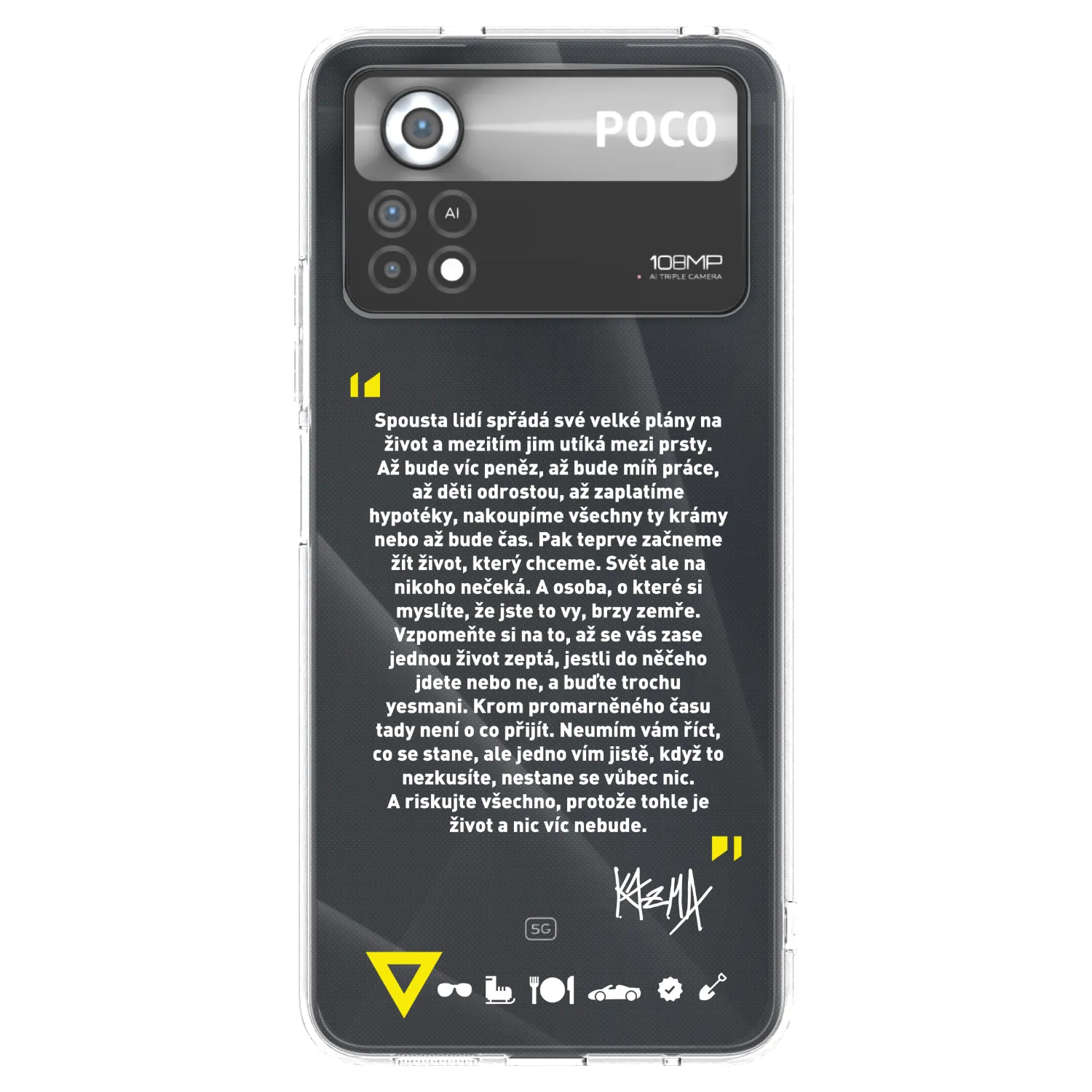 Picasee silikónový prehľadný obal pre Xiaomi Poco X4 Pro 5G - Kazma - BUĎTE TROCHU YESMANI