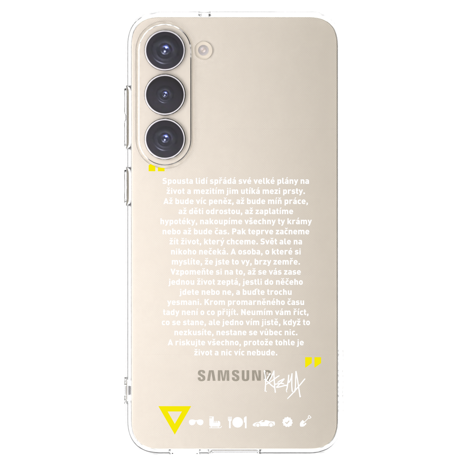 Picasee silikónový prehľadný obal pre Samsung Galaxy S23+ 5G - Kazma - BUĎTE TROCHU YESMANI