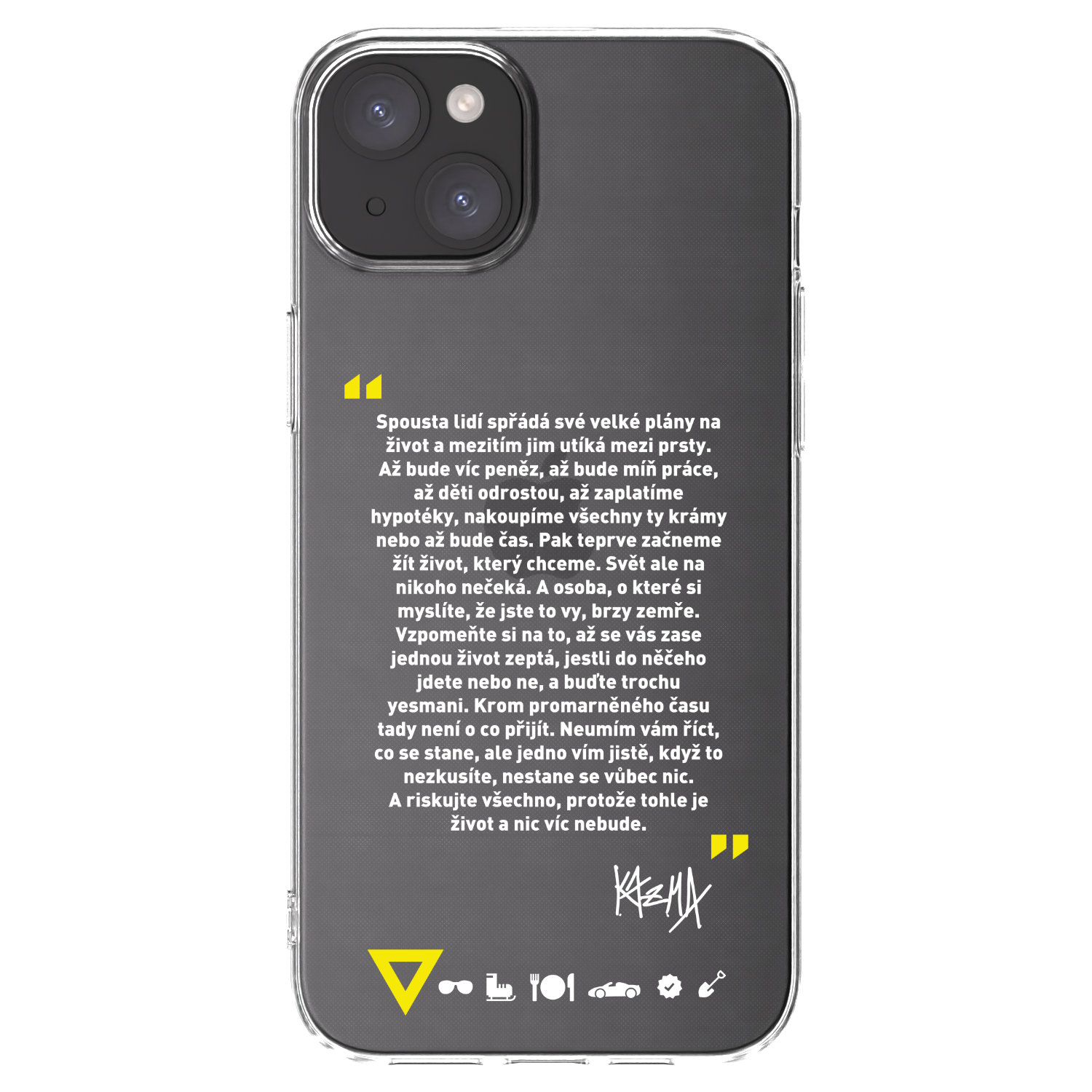 Picasee silikónový prehľadný obal pre Apple iPhone 15 Plus - Kazma - BUĎTE TROCHU YESMANI