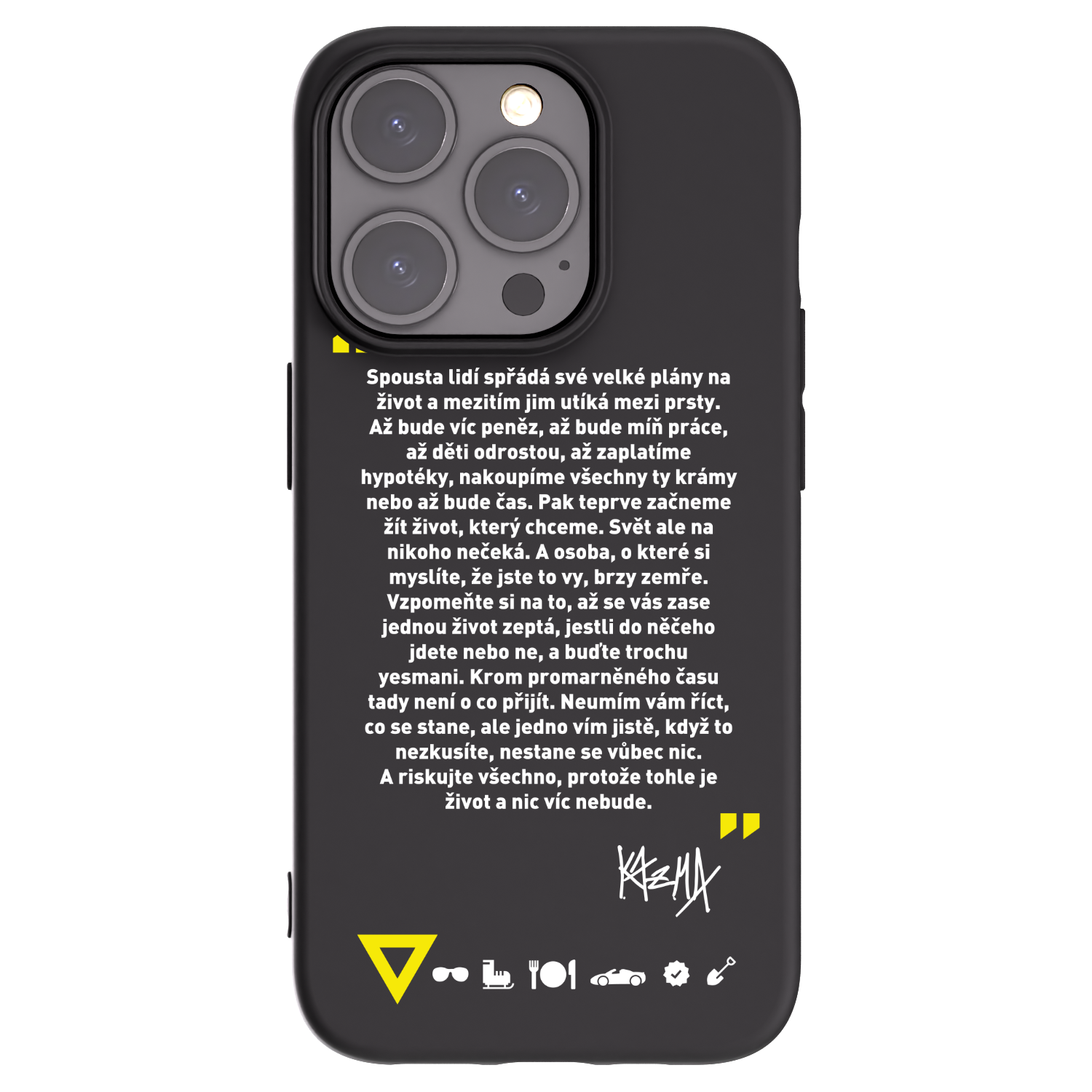 Silikónový čierny obal pre Apple iPhone 15 Pro - Kazma - BUĎTE TROCHU YESMANI