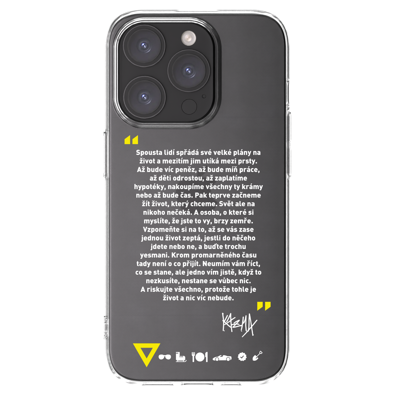 Silikónový prehľadný obal pre Apple iPhone 15 Pro - Kazma - BUĎTE TROCHU YESMANI