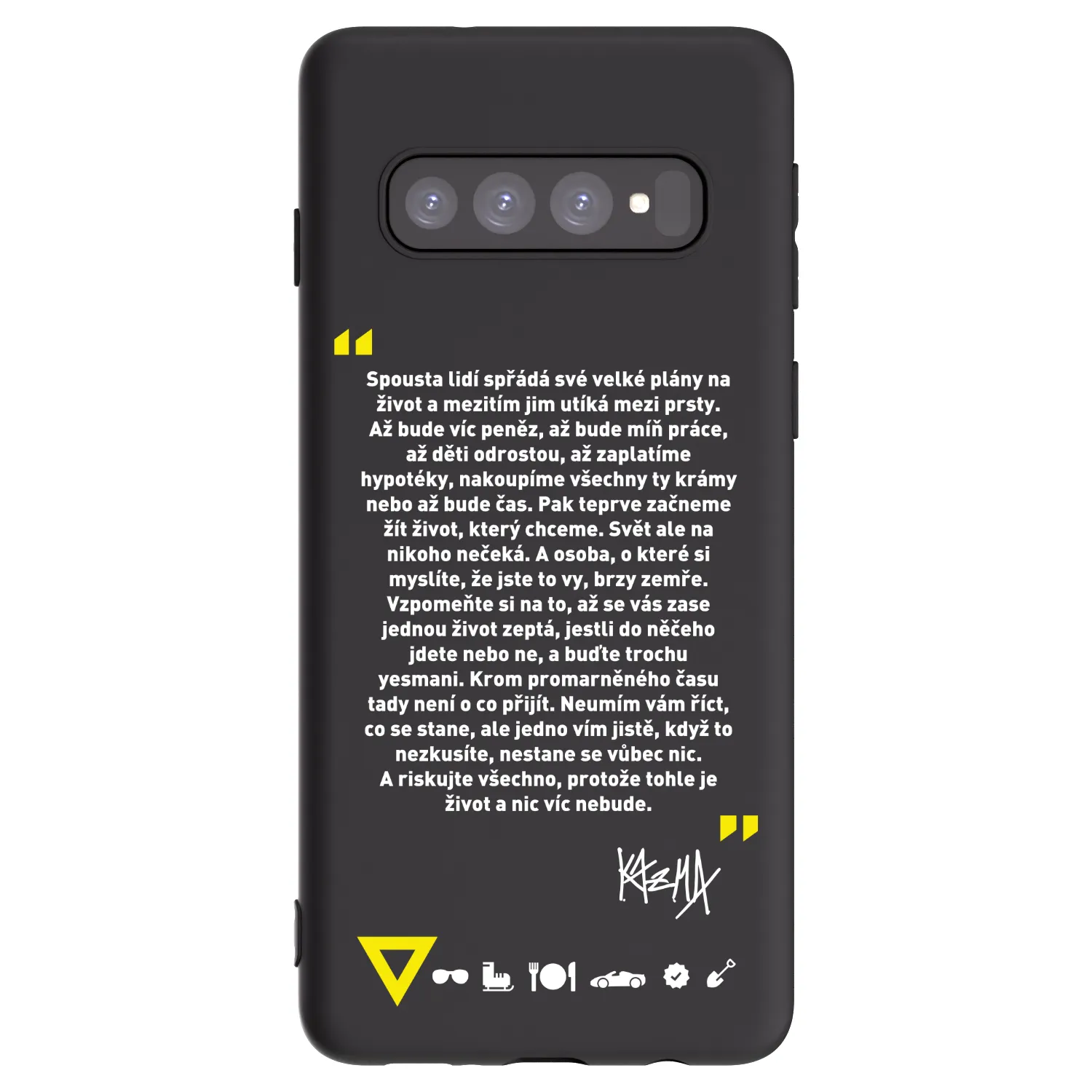 Picasee silikónový čierny obal pre Samsung Galaxy S10 G973 - Kazma - BUĎTE TROCHU YESMANI